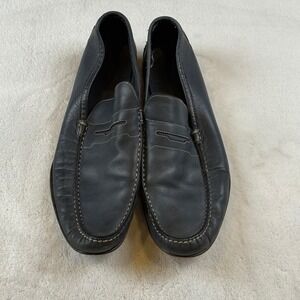Mens Dark Gray Leather Penny Loafers Made in Italy Dress Casual Shoes Size 13
